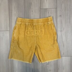 Drew House Men's Size XL Secret Corduroy Yellow Spell Out Logo Shorts Pull Up